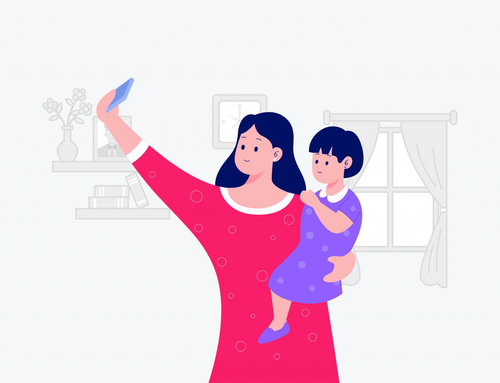 Mum with daughter illustration