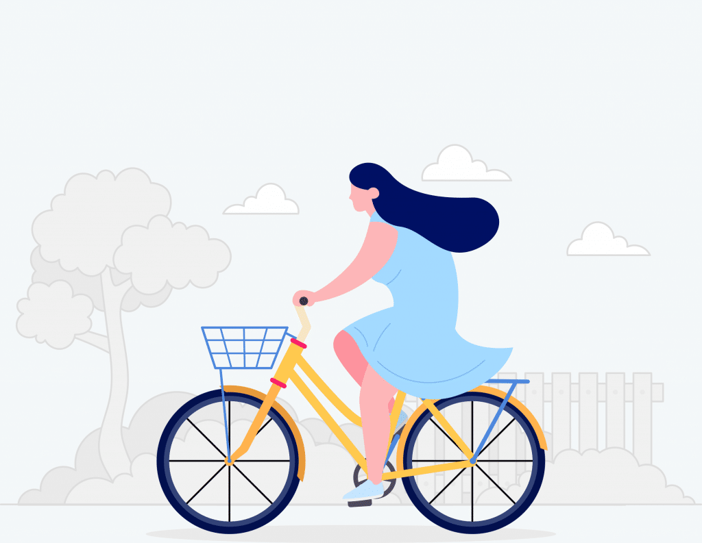 Woman riding bicycle illustration